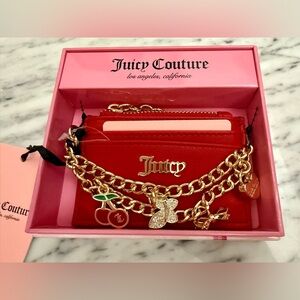Juicy Couture Red Card Holder with Gold Accents
